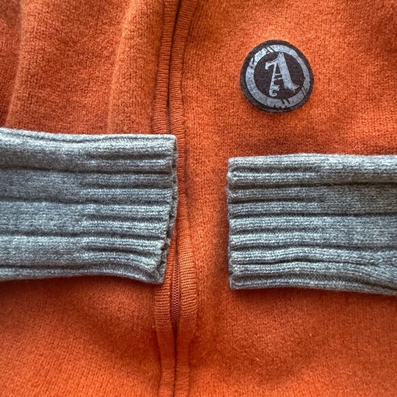 Angelo Litrico Wool Zip-Up Cardigan Sweater Men’s M Orange & Gray Logo Patch - Picture 5 of 5